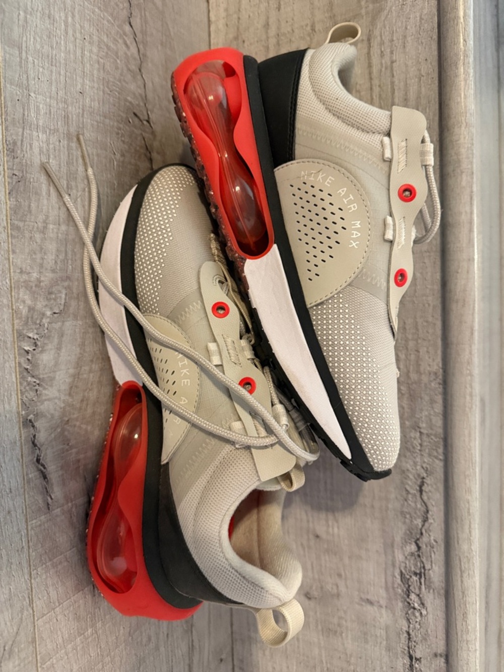 Nike Air Max Sneakers in Cream with Red Accents